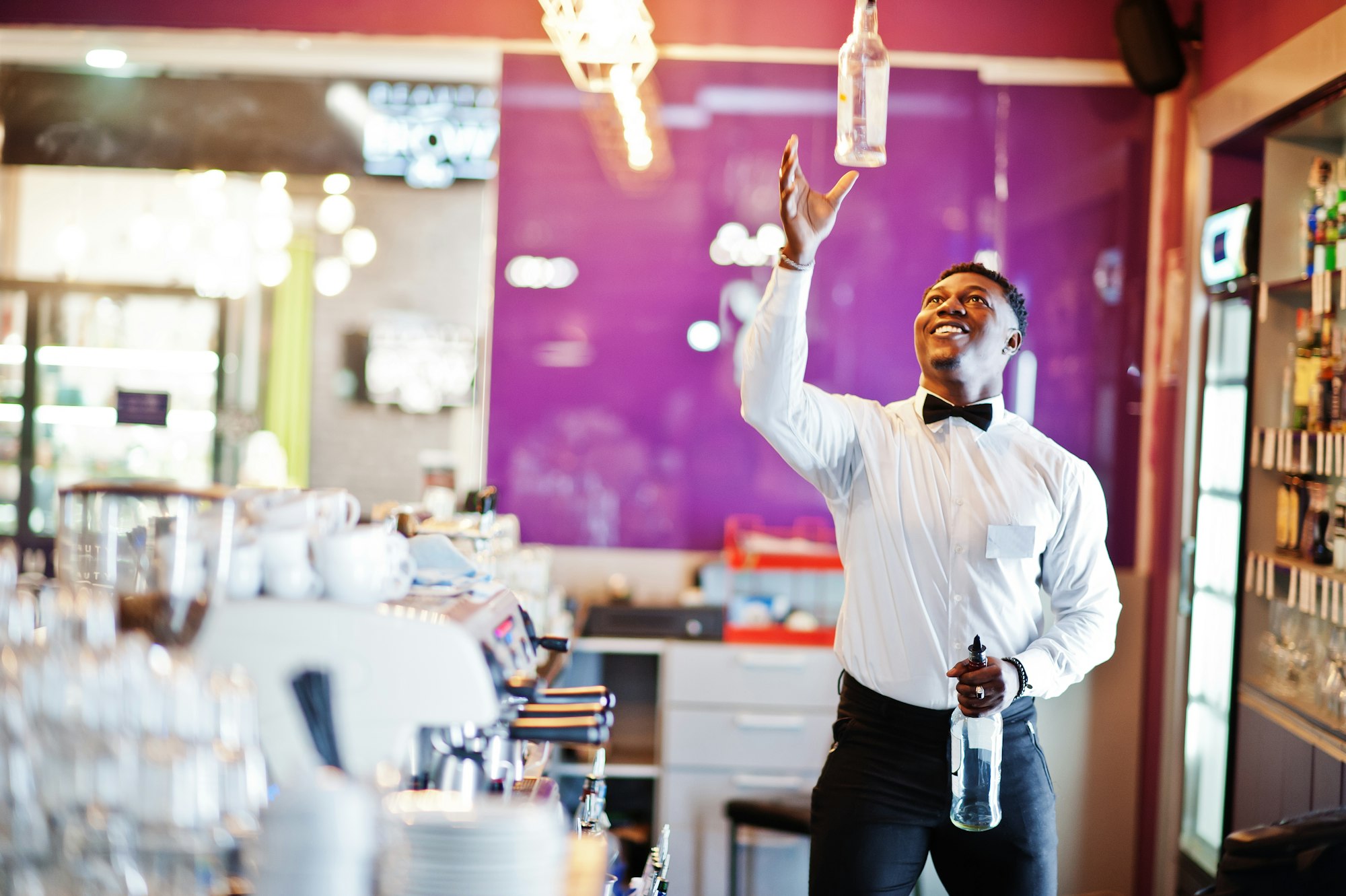 Bartender at bar